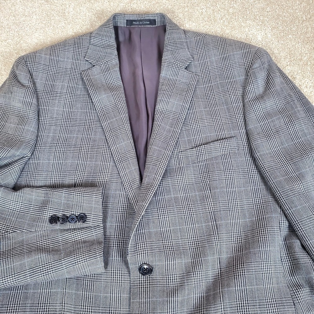 Lauren Ralph Lauren Suit Coat Jacket 40 Regular Black White Plaid
